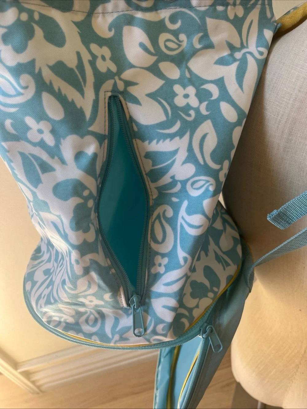 2003 Y2K Vintage GAP Blue Floral Drawstring Backpack with Yellow Accents